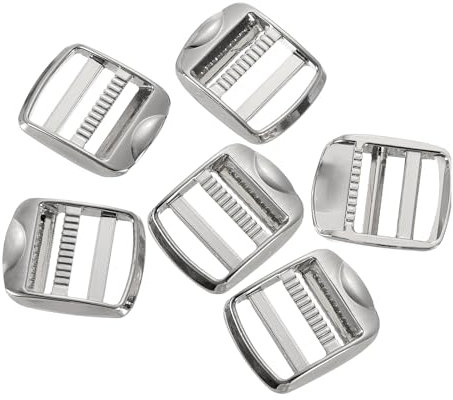 sourcing map Metal Ladder Lock Slider, 6Pcs 3/4 - Zinc Alloy Buckle Adjuster Webbing Strap Release Buckles for Backpack Strap Accessories Replacement (Silver)