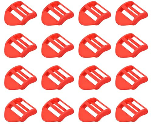 sourcing map 16Pcs Plastic Ladder Slider, 1-1/4 (32mm) Red Adjustable Lock Buckles Tension Lock Tri-Glides for Belt Backpack Straps Parts Replacement