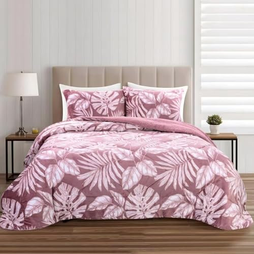 Bettdecke 155x220 Winter - Druck Von Blütenblättern Deko Geschenke Wende Steppdecke, Retro 4 Jahreszeiten Bettdecken Ohne Bezug Waschbar, Warme Weiche Winterdecke, Ganzjahresdecke mit 2 Kissenbezug