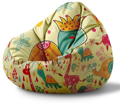 DreamRoots Sitzsack Kinder mit füllung - Sitzkissen Kinder Boden - Kinderzimmer Möbel - Sitzsäcke fürs kinderzimmer - Bean Bag S Crazy Animal