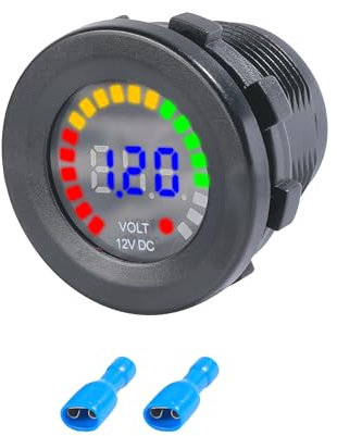 Flaconi DC 12V Car Voltmeter, Automotive Replacement Digital Voltage Gauge, Battery Voltage Meter 12v, Waterproof, Suitable for Cars and Motorcycles