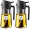 YARRAMATE 2 dispensadores de aceite de oliva de 470 ml, pulverizador de vidrio de aceite 2 en 1 de grado alimenticio para cocinar, cocina, freidora de aire, ensalada, freír, barbacoa (negro)
