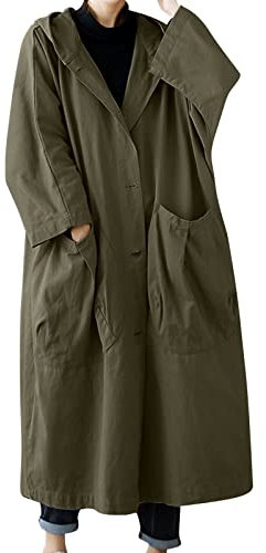 Generisch 2025 - Trench long pour femme - Longueur midi - Manteau léger, vert, taille unique