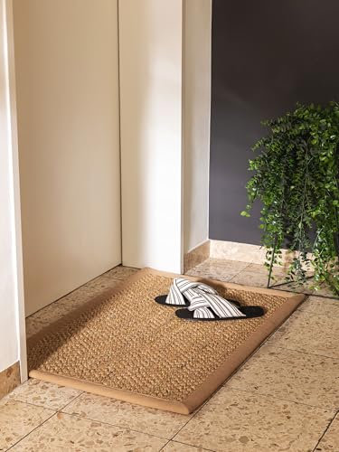 benuta Pure Fußmatte Greta - Creme 40x60 cm - 100% Sisal - Rechteckig & im Style: Bordüre, Uni, Natural Living, Scandi Living - Pflegeleicht für Wohnzimmer Schlafzimmer Flur Terrasse Balkon