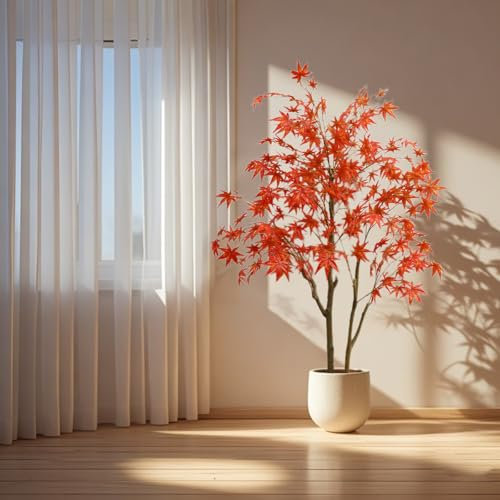 DanLink Künstliche Pflanze Ahornbaum, 150 cm Japanischer Ahorn Baum Kunst Pflanze Wie Echt Im Topf Innendekoration für Zuhause, Hochzeit, Party, Garten, BüRo Dekoration