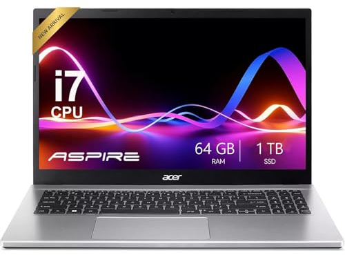 acer Aspire Premium 15.6 FHD Laptop Featuring Backlit Keyboard | Intel Core i7-1255U up to 4.7GHz | 64GB RAM - 1TB PCIe SSD | Wi-Fi 6 | Iris Xe Graphics | Webcam | Sleek & Portable | Win11 Pro
