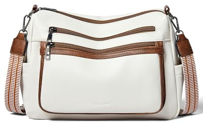 Bluome Umhängetasche für Damen, mittelgroße Handtaschen, lässige Handtasche und leichte Schultertasche aus PU-Leder mit verstellbarem Schultergurt