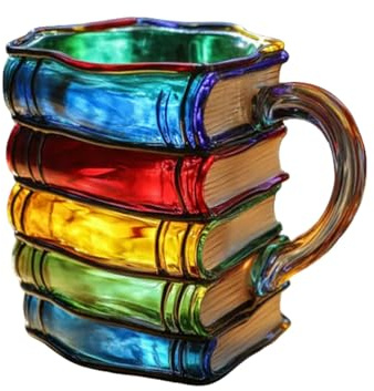 Designer Becher Buch Optik, Handbemalte 160ml Tasse, Motiv Becher Zum Selber Gestalten, Kreative Lese- und Kaffeetasse, Mikrowellensicher, Perfekt Als Personalisiertes Geschenk Für Bücherfreunde (B)