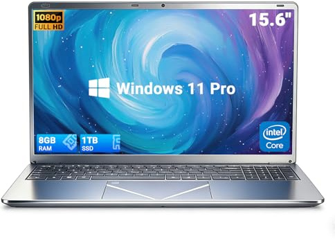 Breloom 15.6-inch Core i3 Laptop, Win 11 Business Laptop Computer 8GB RAM 1TB SSD, Dual USB 3.0, Fingerprint/Backlit Keyboard