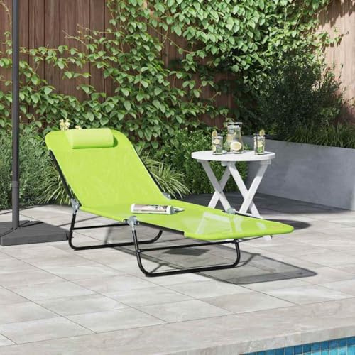NIVVHOH Klappbare Sonnenliege & Liegestuhl Grün Metall Liegen faltbar Relaxliege für Garten, Terrasse, Im Freien (182 x 55 x 85.5 cm)