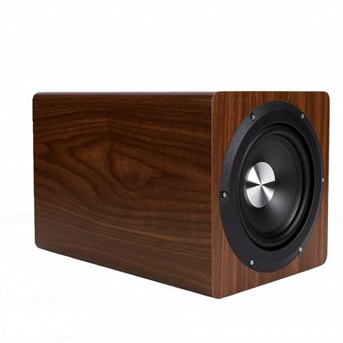 XUMIUZIY Powered Subwoofer, 6.5 Inch 100W Active Deep Bass Subwoofer (Oak Color)