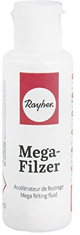 Rayher Mega-Filzer, Flasche 50 ml, beschleunigt Nassfilzen, 10x schnelleres Verfilzen, 100% Naturprodukt, auf pflanzlicher Basis, farbschonend, hochergiebig, 5364000
