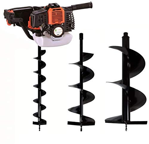 GT Garden Tarière Thermique 52 cm3-3 CV + Lot de 3 mèches (100, 200 et 300 mm)