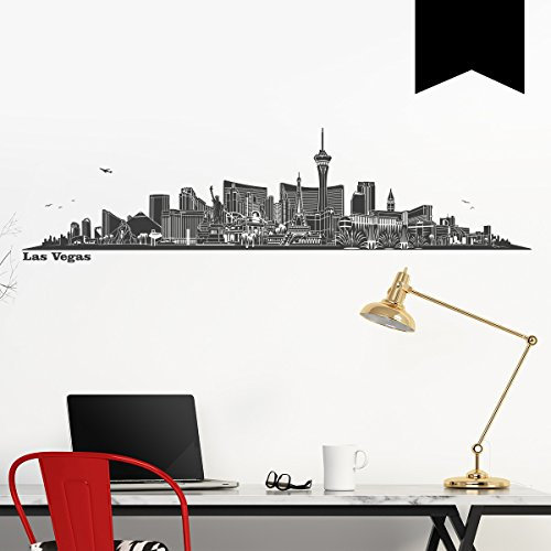 WANDKINGS Wandtattoo Skyline Las Vegas 200 x 52 cm - Schwarz - 35 Farben zur Wahl