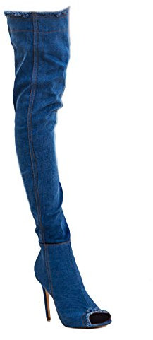 Toocool - Scarpe Donna Stivali Denim Jeans cuissardes Alti sopra Ginocchio Nuovi 52326 [37,Blu Scuro]