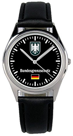 KIESENBERG Armbanduhr Bundesgrenzschutz Polizei Geschenk Artikel Idee Fan Damen Herren Unisex Analog Quartz Lederarmband Uhr 36mm Durchmesser B-1055