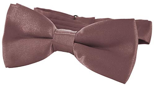 DonDon Edle Kinder Jungen Fliege gebunden und längenverstellbar 9 x 4,5 cm nussbraun glänzend in Seiden Look