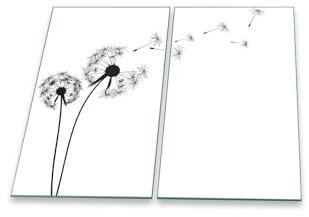Herdabdeckplatte Abdeckung Ceranfeld Abdeckplatte Schneidebrett 2-Teilig 60x52 Pusteblume Schwarz Spritzschutz Glasplatte Ceranfeldabdeckung Schutz Herdschutz Sicherheitsglas Glasschneidebrett 2x30x52