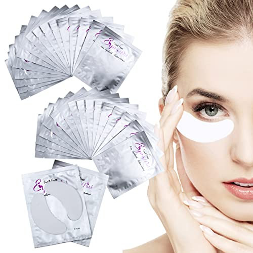 Patch Extensions de Cils 50 Paires Eye Gel Pads Patch Yeux Extension Non Pelucheux Masques pour les Yeux Extension de Faux Cils Outil de Beauté Collagène