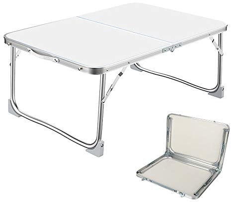 Folding Laptop Table, Portable Lap Desk with Foldable Legs, Notebook Stand Reading Holder, for Breakfast Serving Bed Tray, Reading, Watching Movie on Bed/Sofa - White (60 x 40cm)