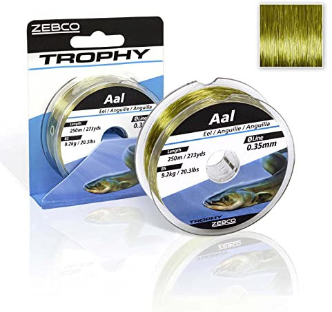 Zebco Qualitäts Trophy Aal monofile Angelschnur Angel Zubehör Aalschnur, Camou-hell, 0,35mm / 9,2Kg