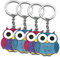 Hrbtag Eule Schlüsselanhänger, 4 Stück Schlüsselanhänger Keyring Schlüsselanhänger Cartoon Metall Schlüsselbund Anhänger Handarbeit Schlüsselanhänger Kits für Brieftasche Rucksack Handtasche