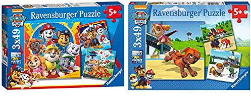 Ravensburger 5048 Paw Patrol 3 x 49 Teile Puzzle für Kinder ab 5 Jahren, 0 & Kinderpuzzle 09239 - Team auf 4 Pfoten - 3 x 49 Teile