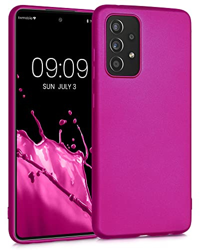 kwmobile Handyhülle für Samsung Galaxy A52 / A52 5G / A52s 5G Hülle - Silikon Case metallisch schimmernd - Schutzhülle Cover - Metallic Pink