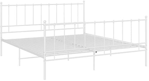 vidaXL Bett Metallbett Schlafzimmerbett Bettgestell Bettrahmen mit Lattenrost Schlafzimmermöbel Doppelbett Schlafzimmer Weiß Metall 160x200cm