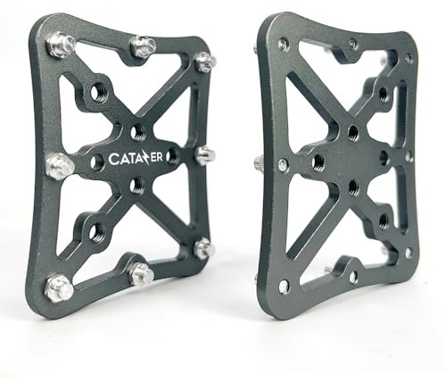 CATAZER Clipless Pedal Mountain Bike Self-Locking Pedal Lock Pedal to Flat Pedal Adapters Suitable for Shimano SPD Platform Adapters (Titanium)