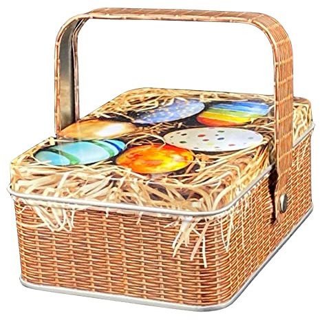 Osterkorb - Mini Dose, Bonbondose, Geschenkdose, Osterdose braun, Sammlerdose - Maße: (Länge x Breite x Höhe): 10,3 x 7,5 x 4,0cm
