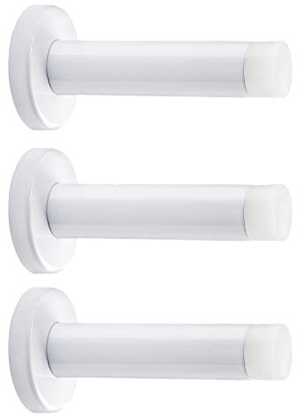 DOKU 3Pcs 3.5 Inch Door Stop, Heavy Duty 304 Stainless Steel Door Stopper with Rubber Tips Bumper, Wall Mounted Door Holder Protection Sound Dampening, White