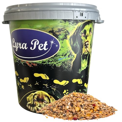 Lyra Pet® 10 kg Streufutter aus 29 Komponenten in 30 L Tonne Vogelfutter | Wildvogelfutter für Sommer & Winter - Abwechslungsreich mit der extra Portion Samen & Körner - Für alle Körnerfresser