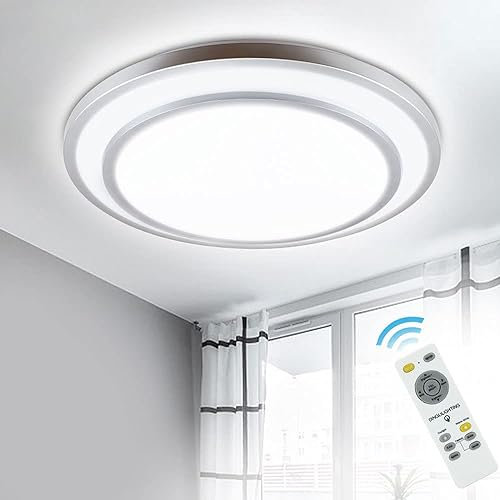 Depuley 48W LED Deckenleuchte mit Fernbedienung Silber Modern Deckenlampe Led Schlafzimmr Dimmbar Farbwechsel 19.68in Groß mit Nachtlichtsfunktion für Wohnzimmer Büro Esszimmer [Energieklasse A++]