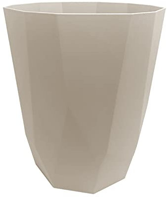 JMS we create smile- 8L Litre Stylish Modern Circular Waste Paper Bin - Lightweight Waste Basket Garbage Plastic Trash Can Dustbin For Home, Office, Dorm Room, Bedroom Desk (Beige)