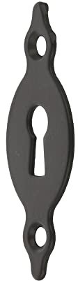 Amig - Bocallave - Vertical y Lisa - 67 x 26 x 1,5 mm - Con Agujero para Cerraduras de Gorja - Ideal para Fijar en Cajones, Armarios, Baúles y Puertas de mueble - Acero Negro
