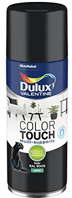 Dulux Valentine Peinture Intérieure et Extérieure Aérosol Color Touch - Pour bois, plastique, PVC, carton, papier - Noir Satin - 400ml