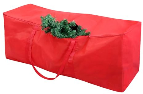 Christmas Tree Storage Bag - Fits 9FT Tall Christmas Trees - Xmas Tree Bag with Reinforced Handles & Zippers 161x37.5x75cm (Red)