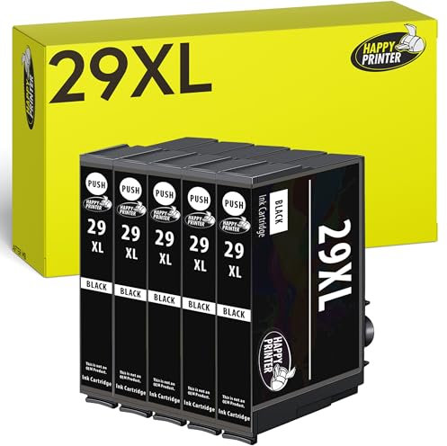 Happy Printer 5 XL Cartouches d'encre Compatible avec Epson 29XL Noir pour XP235 XP240 XP245 XP247 XP255 XP257 XP330 XP332 XP335 XP342 XP345 XP350 XP352 XP355 XP430 XP432 XP435 XP442 XP445 XP452 XP455