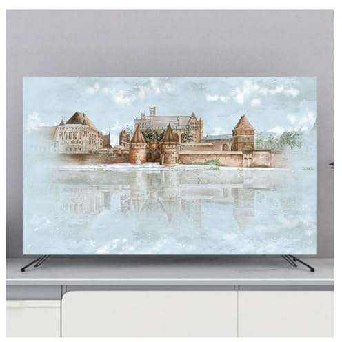 BLUEZY Indoor TV Cover 32-80 TV/PC Covers Indoor Display Cover TV Dust Cover Soft Polyester Fabric Printed Dust-Proof Protector for Flatscreen Television, Smart TV G,80in