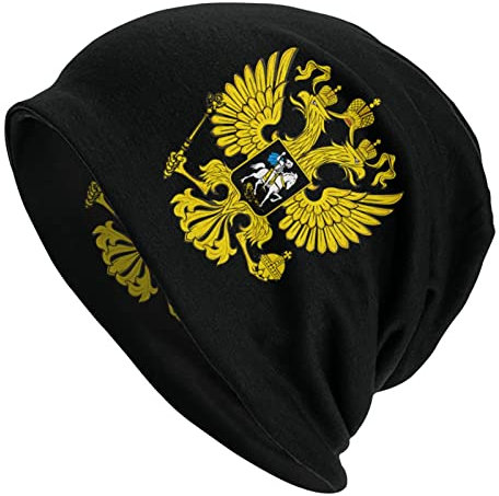 Oudrspo Wappen von Russland 6 Russland Strickmütze für Erwachsene, Stretch-Strick-Schädelmütze, warme Wintermütze für Damen und Herren