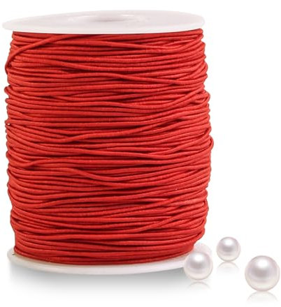 Elastisches Gummiband Für Armbänder 1mm Nylonschnur Band 100 M Perlenschnur Elastischer Faden Gummischnur Für Armbänder DIY Handwerk Halsketten,Handwerk (Rot)