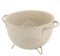 Metal Colander 5 Quart Powder Coated Self-draining Metal Strainer with Base,Kitchen Pasta Fruit Vegetable Basket with Double Handles (Matte Sandyellow)