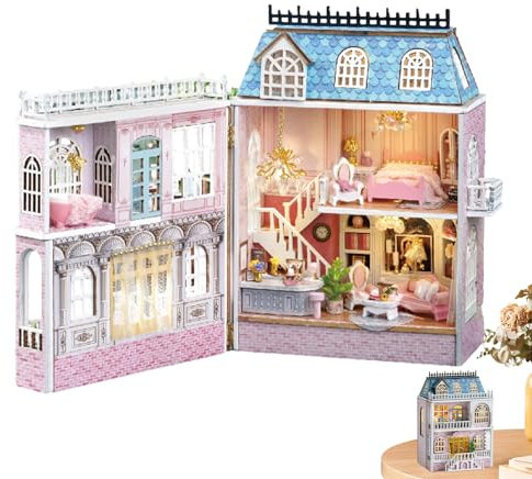 Kit per casa in miniatura fai-da-te, kit per casa, Kit casetta apribile da costruire per adulti, Kit casa delle bambole in legno in miniatura fai-da-te,modello artigianale di casa delle bambole