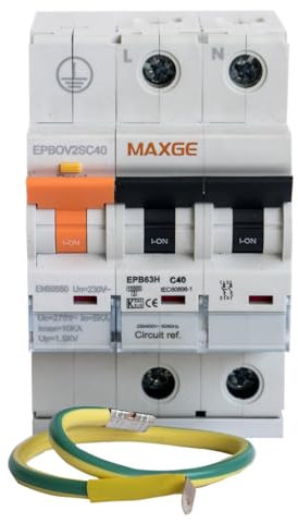 Protección combinada sobretensiones IGA permanente + transitoria Clase C | Norma EN50550 | Poder de corte: 1000A | 2P | 40A