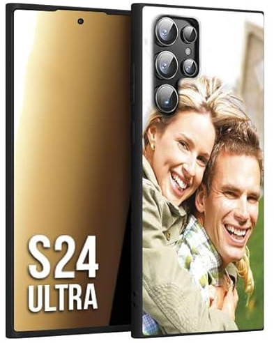 CUSTOMIZZA - Custodia cover nera morbida in tpu compatibile per Samsung S24 ULTRA personalizzata con foto immagine scritta a piacere