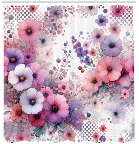 ABAKUHAUS Rose Rideau de Douche, Fantaisie Délicate Fleurs Sauvages Jardin Floral Et Baies avec, Material Resistente al Agua Durable Estampa Digital, 175 cm x 200 cm, Bleu Violet Bleu Ciel
