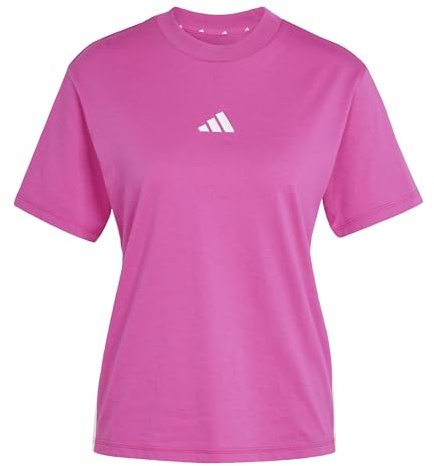 Adidas Damen Essentials 3-Stripes Cotton T-Shirt, semi Lucid Fuchsia/White, M