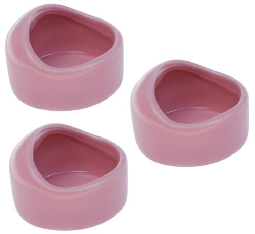 Kisangel 3pcs Pets Small Ceramic Bowl Tilt Hamster Food Bowl Easy-clean Design for Rodents