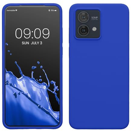 kwmobile Hülle kompatibel mit Motorola Moto G84 5G Hülle - Silikon Handy Case - Handyhülle weiche Oberfläche - kabelloses Laden - Baltik Blau